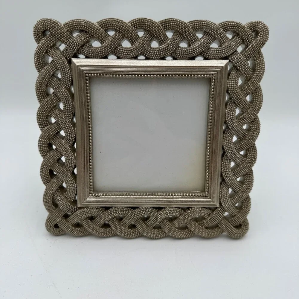 Cynthia Rowley NY Champagne Gold Braided Tabletop Picture Frame Fits 4